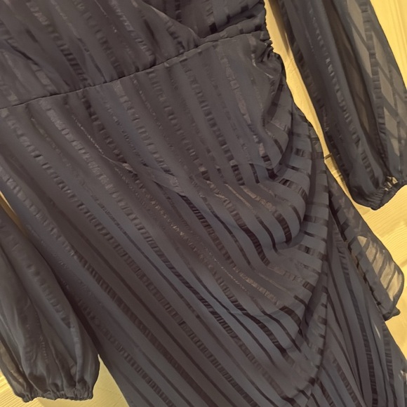 Astr navy striped ruffle dress, small - Picture 5 of 9